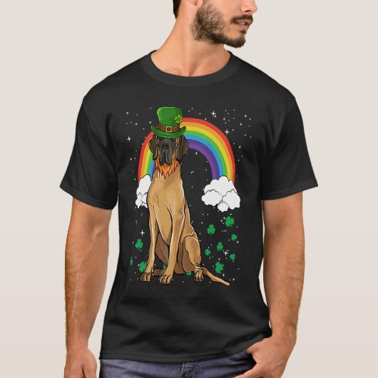 Brown Great Dane St Patricks Day Leprechaun T-shirt (Voorkant)