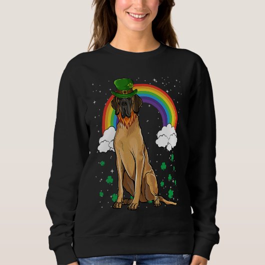 Brown Great Dane St Patricks Day Leprechaun Trui (Voorkant)