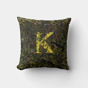Brown Green Cracked Natural Rock - Aangepast monog Kussen