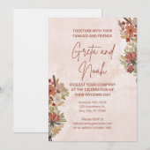 Brown Green Watercolor Floral Wedding Invitation (Devant / Derrière)