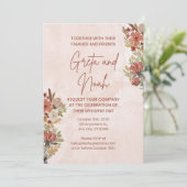 Brown Green Watercolor Floral Wedding Invitation (Debout devant)
