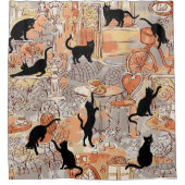 Brown Gris Français Chat Paris Café Douche Rideau (Devant)