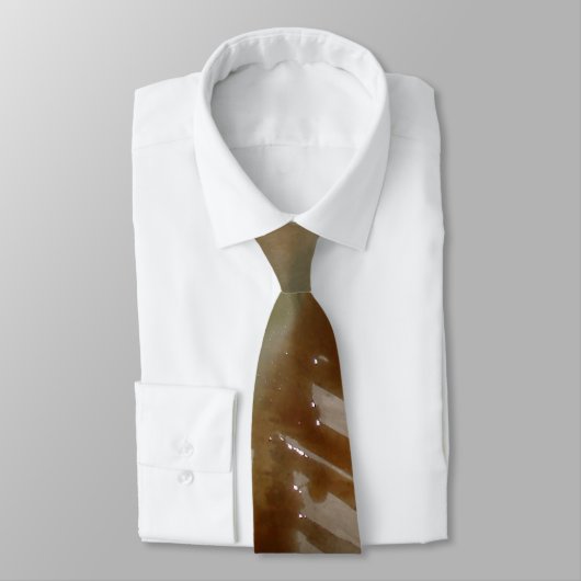 Brown Gris moderne Cravate d'art Abstrait (Attaché)