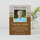 Brown, Gris, Tan Photo Graduation Invitation (Debout devant)