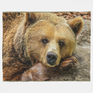 Brown Grizzly Beer op Fleece Blanket Deken
