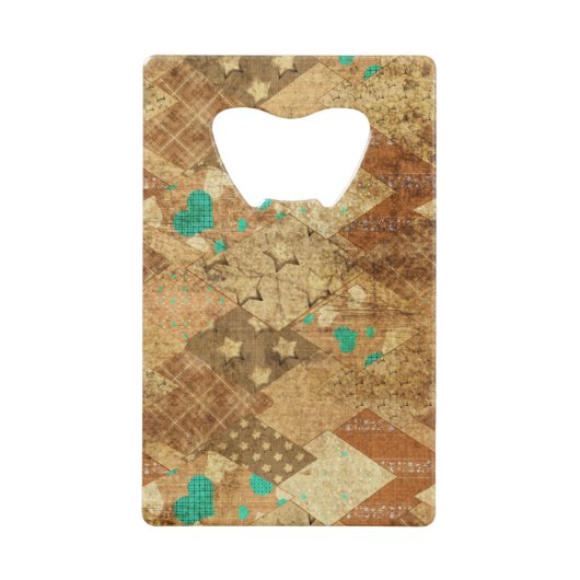 Brown Grunge Quilt Stars Coeurs (Devant)