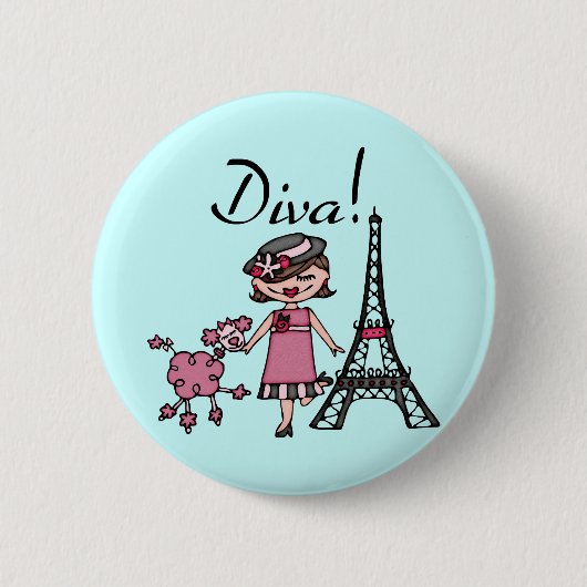 Brown Hair Diva Ronde Button 5,7 Cm (Voorkant)