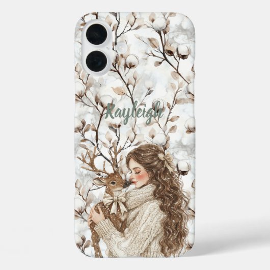 Brown Hair Girl with Deer Case-Mate iPhone Case (Achterkant)
