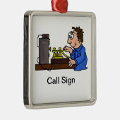 Brown Hair Male Morse Code Ham Kerstversiering Metalen Ornament (Rechts)