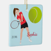 Brown Hair Tennis Player Keepomwille Keramisch Ornament (Rechts)