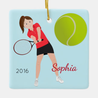 Brown Hair Tennis Player Keepomwille Keramisch Ornament