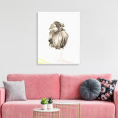 Brown Hair Top Knot Bun Canvas Afdruk (Insitu (Woonkamer))