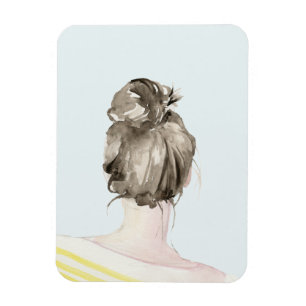 Brown Hair Top Knot Bun Magneet