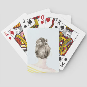 Brown Hair Top Knot Bun Pokerkaarten