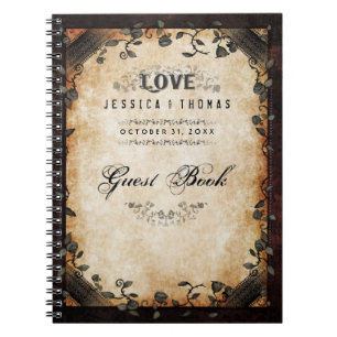 Brown Halloween Wedding LOVE Gothic GUEST BOOK Notitieboek