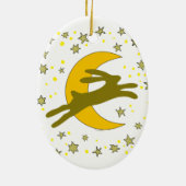 Brown Hare and Crescent Moon in a Starry Sky Keramisch Ornament (Achterkant)