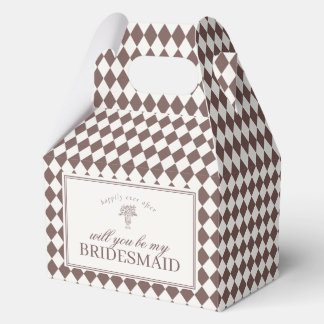 Brown Harlequin Checkered Bridesmaid Proposal Box Bedankdoosjes