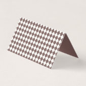 Brown Harlequin Checkered Folded Place Cards (Back)