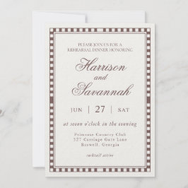 Brown Harlequin Checkered Rehearsal Dinner Kaart