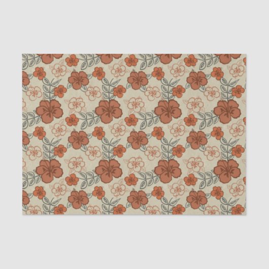 Brown Hawaiian Hibiscus Pattern Tissuepapier (Voorkant)