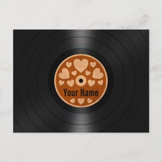 Brown Hearts Personalized Vinyl Record Album Briefkaart (Voorkant)