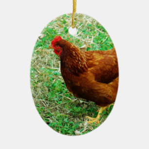 Brown Hen Keramisch Ornament