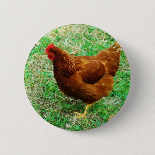 Brown Hen Ronde Button 5,7 Cm (Voorkant)