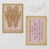 Brown Henna Hands Yoga Studio Carte de visite (Devant / Derrière)