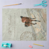 Brown Horse Carte Postale, Franse groene ontkoppel Tissuepapier (Craft)