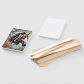  Brown horse in flowers. Handwaaier (Niet-gemonteerd)