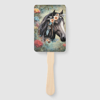  Brown horse in flowers. Handwaaier