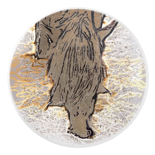 BROWN HORSE KERAMISCHE KNOP (Voorkant)