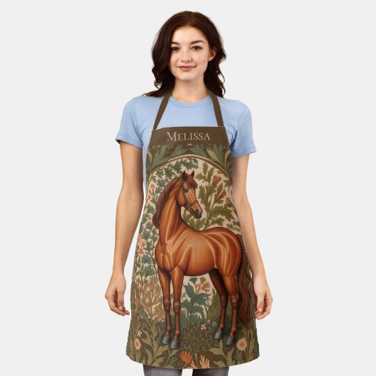Brown Horse William Morris Inspired Personalized Schort (Gedragen)