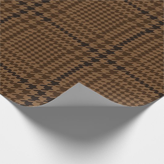 Brown Houndstooth Glen Check Pattern Cadeaupapier (Hoek)