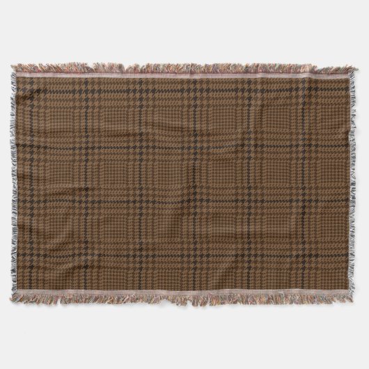 Brown Houndstooth Glen Check Pattern Deken (Voorkant)