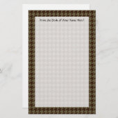 Brown Houndstooth Handsome Gentlemen's Pattern Briefpapier (Voorkant / Achterkant)