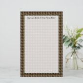 Brown Houndstooth Handsome Gentlemen's Pattern Briefpapier (Staand voorkant)