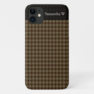Brown Houndstooth Handsome Gentlemen's Pattern iPhone 11 Hoesje