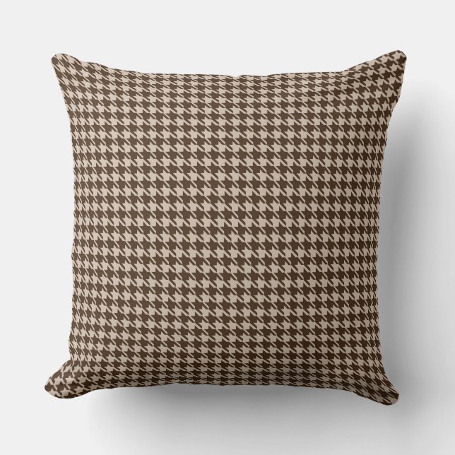 Brown Houndstooth Kussen (Voorkant)
