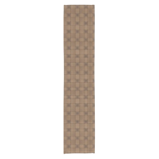 Brown Houndstooth Scottish Check Pset Pattern Korte Tafelloper (Voorkant)