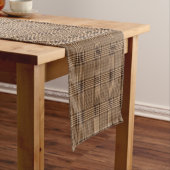 Brown Houndstooth Scottish Check Pset Pattern Korte Tafelloper (Voorbeeld)