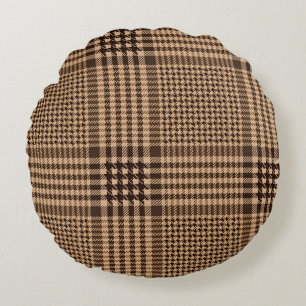 Brown Houndstooth Scottish Check Pset Pattern Rond Kussen