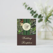 Brown & Hunter Green Camo bruiloft receptie Kaarte Informatiekaartje (Staand voorkant)