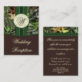 Brown & Hunter Green Camo bruiloft receptie Kaarte Informatiekaartje (Voorkant / Achterkant)