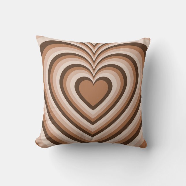 Brown Hypnotic Heart Love Pattern Kussen (Voorkant)