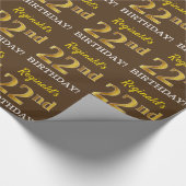 Brown, Imitation Gold Kijk "22e BIRTHDAY" Cadeaupapier (Hoek)