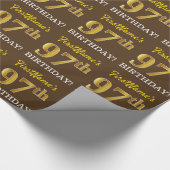 Brown, Imitation Gold Kijk "97th BIRTHDAY" Cadeaupapier (Hoek)