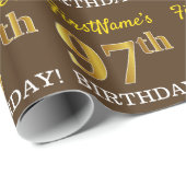 Brown, Imitation Gold Kijk "97th BIRTHDAY" Cadeaupapier (Rol Hoek)