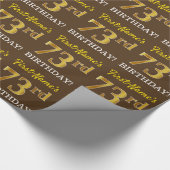 Brown, Imitation Gold look "73rd BIRTHDAY" Cadeaupapier (Hoek)