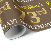 Brown, Imitation Gold look "73rd BIRTHDAY" Cadeaupapier (Rol Hoek)